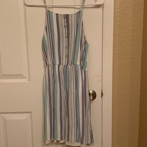 Stripped high neck summer dress
